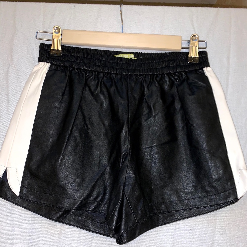 Gianni Bini faux black and white leather shorts
